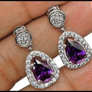4 carat Amethyst and Topaz Earrings .925